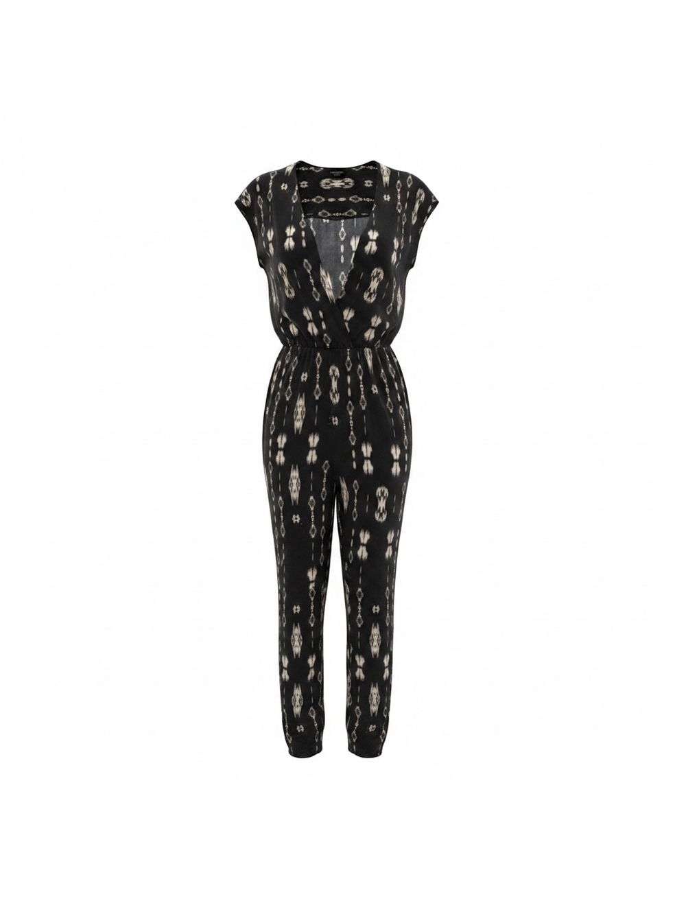Black and White Ikat Patterned Jumpsuit